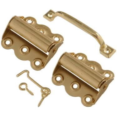 Imagem de The Hillman Group 853127 Conjunto de porta de tempestade e tela – com dobradiças de porta de mola – 1 pacote banhado a latão