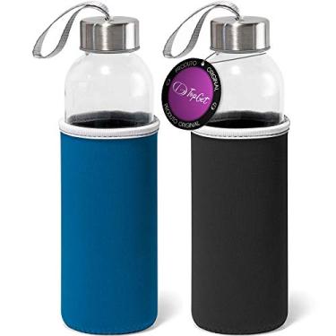 Imagem de Kit 2x Garrafa de Vidro 520 ml Soft TopGet Azul e Preto