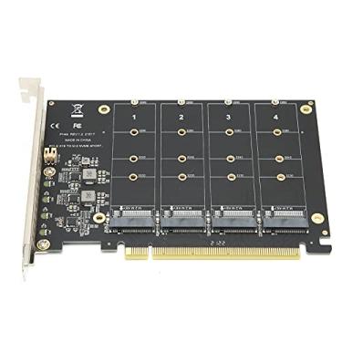 Imagem de Placa adaptadora, 4 portas M.2 NVMe SSD para PCIE X16 M chave conversor de disco rígido, leitor, cartão de expansão, suporta PCIE Split ou PCIE RAID, protocolo de transmissão PCIE 3.0, 4.0 (ph44)