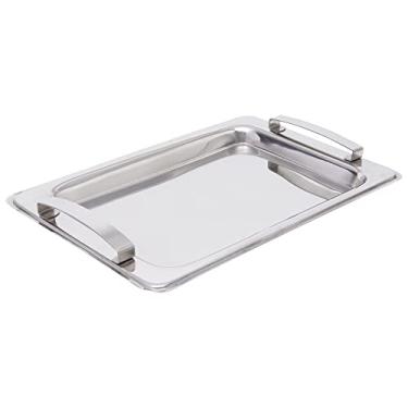 Imagem de Mimo Style Bandeja Retangular Inox Com Alça Nas Laterais, Ideal Para Servir Petiscos, Cafés e Lanches, Produzido em Aço Inoxidável