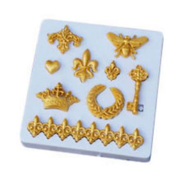 Imagem de Molde De Silicone Flor De Lis, Arabesco, Coroa, Abelha, Chave