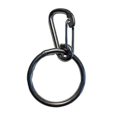 Imagem de Mosquetão com gancho de mola 316 de aço inoxidável com anel redondo de 6 mm (0,6 mm) clipe de segurança de nível marítimo