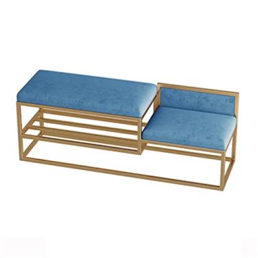 Imagem de Banco de sapatos, prateleira organizadora de armazenamento de sapatos de entrada com assento almofadado de couro, sapateira de 2 camadas para sala de estar azul/1414 (Color : Onecolor, Size : 120cm