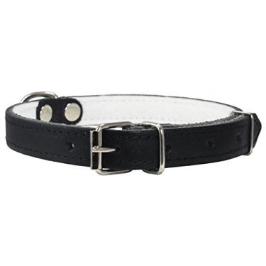 Imagem de Coleira acolchoada de feltro de couro genuíno Dogs My LoveDogs My Love 10.5"-12.5" Neck; 1/2" Wide preto Z-152-1