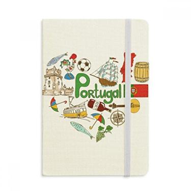 Imagem de Caderno com bandeira nacional de Portugal Love Heart Landscap oficial de tecido rígido clássico diário