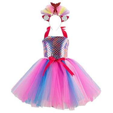Imagem de Legou Saia curta de sereia para meninas, saia de escama de peixe tiara, Sx-hd93472 + Headdress, 14