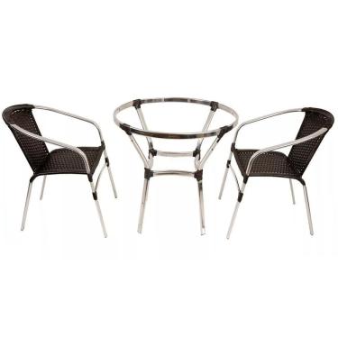 Imagem de Conjunto 2 Cadeiras e Mesa Floripa em Alumínio Trama 