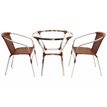 Imagem de Conjunto 2 Cadeiras e Mesa Floripa em Alumínio Trama 