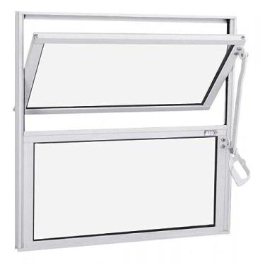Imagem de Basculante de Alumínio 2 Folhas 1 Fixa Vidro Mini Boreal Integral Econ Light 30cmx30cmx1,5cm Branco
