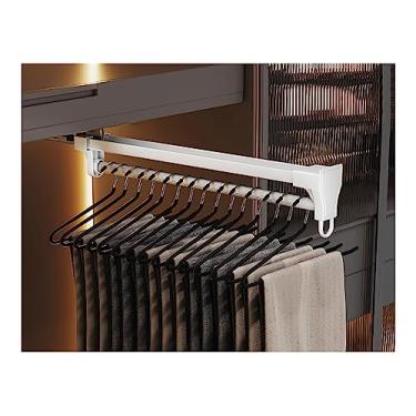 Imagem de Puxar cabide de roupas para armário ajustável guarda-roupa trilho de montagem superior rack de guarda-roupa para calças (cor: branco, tamanho: 410 mm/16 polegadas)