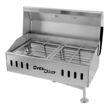 Imagem de Churrasqueira Náutica a Carvão Redonda 46cm em Aço Inox 304 com Suporte Fixo para Costado de Lancha e Barco