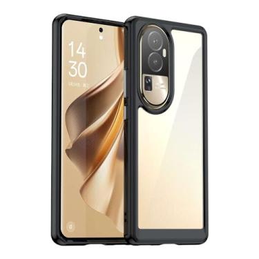 Imagem de Capa para Oppo Reno10, botão de pressão flexível, capa transparente, anti-impressões digitais. Proteção total de 360° - preta