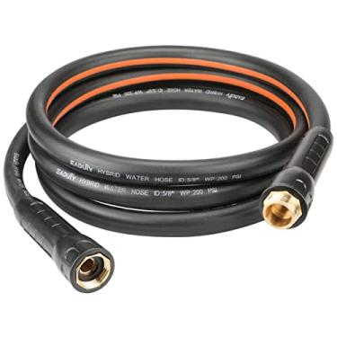 Imagem de EADUTY Mangueira de jardim híbrida de 1,5 cm x 3,5 m, resistente, leve, flexível com alça giratória e acessórios de latão sólido, cinza + laranja