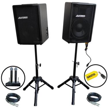 Imagem de Caixas Som Ativa Passiva Datrel 10P 400W Rms Tripé Microfone