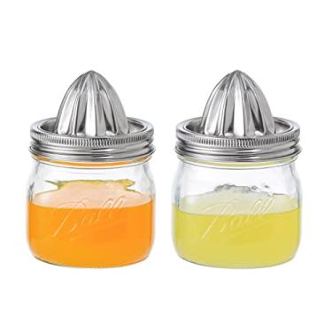 Imagem de Lemon Lime Orange Manual Juicers Stainless Steel Hand Squeezer with Glass Mason Jars, set of 2 (16 OZ)