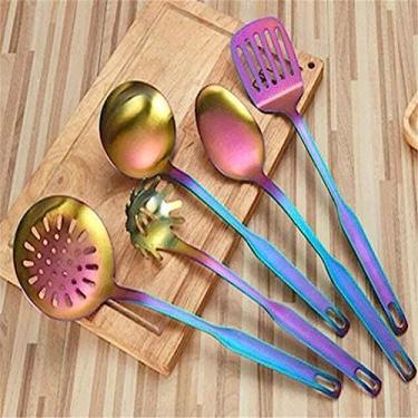 Imagem de Conjunto de utensílios de cozinha de aço inoxidável, grosso, aço inoxidável, panelas, banhado a titânio, conjunto de 5, utensílios de cozinha -, cor