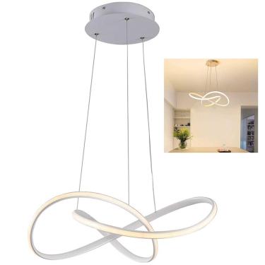 Imagem de Lustre Pendente 3000K Luminaria Arco Infinito Perfil Hall de Entrada Moderno Hotel  Comercial Residencial