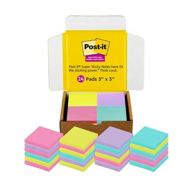 Imagem de Notas adesivas Post-it, coleção Bright Color, pacote com 24 blocos