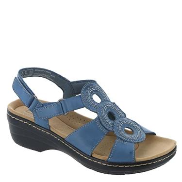 Imagem de Clarks Sandália feminina com salto Merliah Derby, Couro cinza azul, 7 Narrow