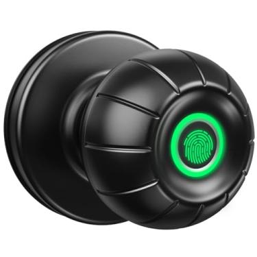 Imagem de SOOWAY Maçaneta inteligente – Fechadura de porta com impressão digital, acesso rápido, maçaneta biométrica, entrada sem chave, maçanetas para quarto, garagem, escritório, armário, despensa