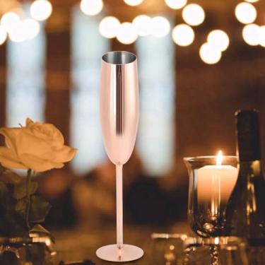 Imagem de Suprimentos de Barra de Taça de Vidro de Vinho Em Ouro Rosa de Aço Inoxidável para Festas e Eventos