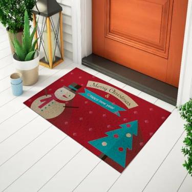 Imagem de Tapete Divertido Para Porta Capacho Decorativo Tema Natal - Boneco De Neve E Arvore Ca1275