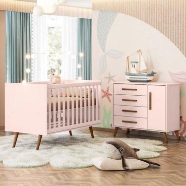 Imagem de Quarto Infantil Completo Bear 1 Porta 4 Gavetas Rosa - Pnr Móveis