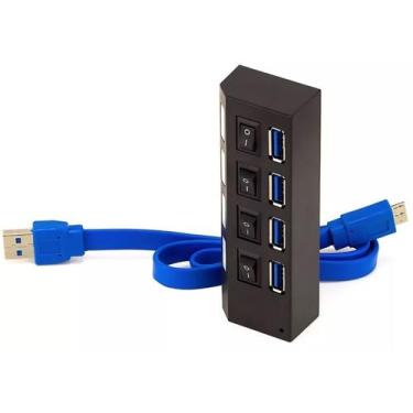 Imagem de Hub USB 3.0 com 4 portas com Led Indicador e Botão On/Off - NT
