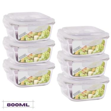 Imagem de Conjunto 6 Potes Quadrado Mantimentos Vidro 800 ml - Quality house
