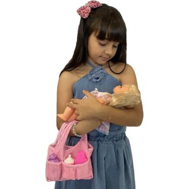 Imagem de Kit Boneca Elisi 30 Frases + Bolsa Mamadeira Fralda Talco - Adijomar