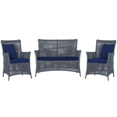 Imagem de Jogo Sofá e 2 Poltronas de Área Igapó Alumínio Pintura Marrom Corda Ná