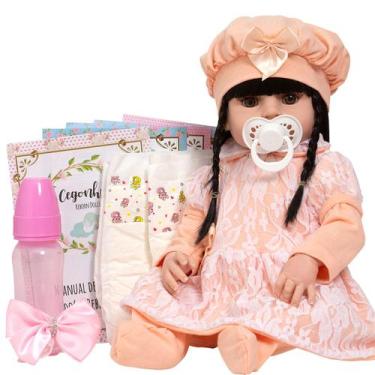 Imagem de Bebe Tipo Reborn Princesa Corpo de Vinil 46cm Com Acessórios - Cegonha