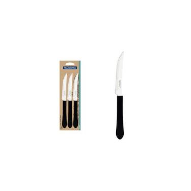 Imagem de Conjunto 3 Facas Leme Preta Tramontina Aço Inox