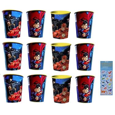 Imagem de Unique Pacote de suprimentos para festa de aniversário de super-herói da Liga da Justiça inclui copos de plástico reutilizáveis - 12 copos de plástico