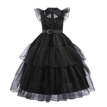 Imagem de Dressy Daisy Trança Pigtails Meninas Vestido Preto Gótico Fantasia Halloween Fantasia com Peruca de Cabelo Cosplay Tamanho 4 a 14, Estilo C (apenas vestido), 4-5 Anos