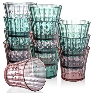 Imagem de AVLA Pacote com 12 copos de água de plástico, copos de acrílico inquebráveis de 293 ml, copo de vinho de suco reutilizável transparente, sem BPA, pequeno empilhável para crianças, para casa,