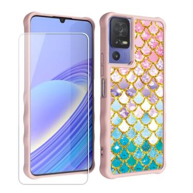 Imagem de Capa para celular TCL 40SE 40XL 40T Jitterbug Smart4 compatível com TCL 40 SE XL T Lively Smart 4 [com protetor de tela de vidro temperado][efeito luminoso] CH-YL