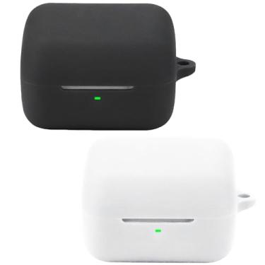 Imagem de Accdeny Capa de fone de ouvido compatível com Sony INZONE Buds, [suporta carregamento sem fio] [capa protetora à prova de choque] capa de silicone para fone de ouvido (preto-branco)