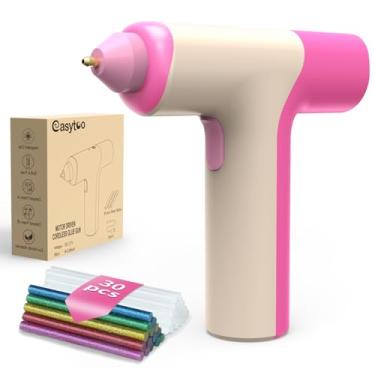 Imagem de Pistola de cola quente sem fio, pistola de cola para artesanato de aquecimento rápido 15s com mini bastão de cola premium de 30 peças, desligamento automático de segurança, pistola de cola