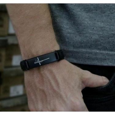 Imagem de Pulseira Bracelete Ajustável Regulavel Masculino Feminino Placa Inox T
