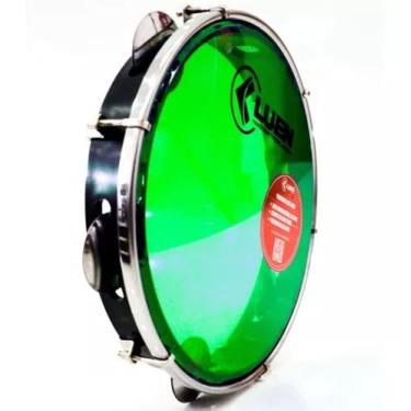 Imagem de Pandeiro luen 10 abs preto 6 afin plat aro inox pele colorida