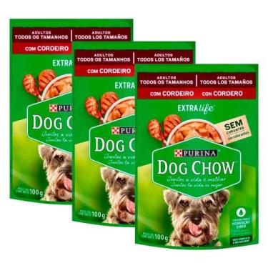 Imagem de Kit 3 Ração Úmida para Cachorro Dog Chow Adulto Extra Life Sabor Corde
