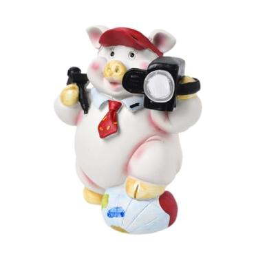 Imagem de Ｂｅｓｇａ Porco Cofrinho Estátua de Porco Decoração de Casa Ornamento Banco de Dinheiro para Crianças Estatueta de Animal Escultura de Resina para Quarto Sala D, Chapéu Vermelho, Tamanho real
