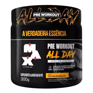 Imagem de Max Titanium Pré Treino All Day Jorlan Vieira Pote 300g Sabor Frutas Amarelas