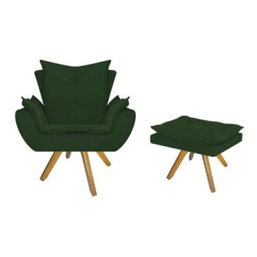 Imagem de kit Poltrona e Puff Fenzzi Base Giratória de Madeira Sala de Espera Re