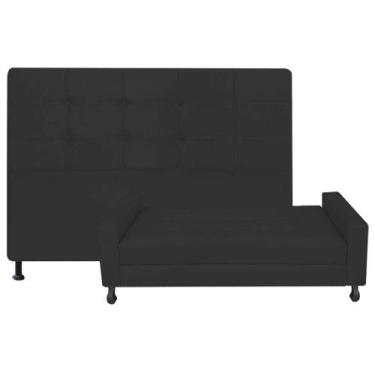 Imagem de Kit Félix com Cabeceira Mel 1,60 cm Queen Size Baú Quarto Sala Suede P
