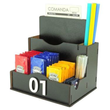 Imagem de 35 Porta Comanda Sachê Guardanapo Temperos Sal Canudo Palito Mdf Preto