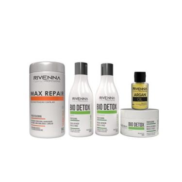 Imagem de Reconstrução max repair 1kg + kit bio detox 300ml +óleo de argan - RIV