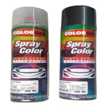 Imagem de Tinta spray na cor de seu carro cinza + spray verniz 1 kit - Lazzuril,
