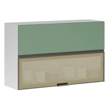 Imagem de Armário Basculante Misto Perola 120 Cm 2 Portas Alumínio E Com Vidro Reflecta Bronze Lu...